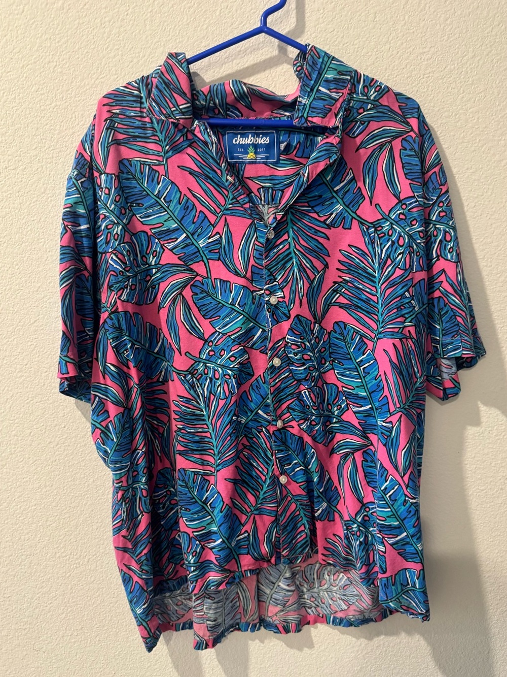 Chubbies Pink and Blue Hawaiian Shirt 2XL